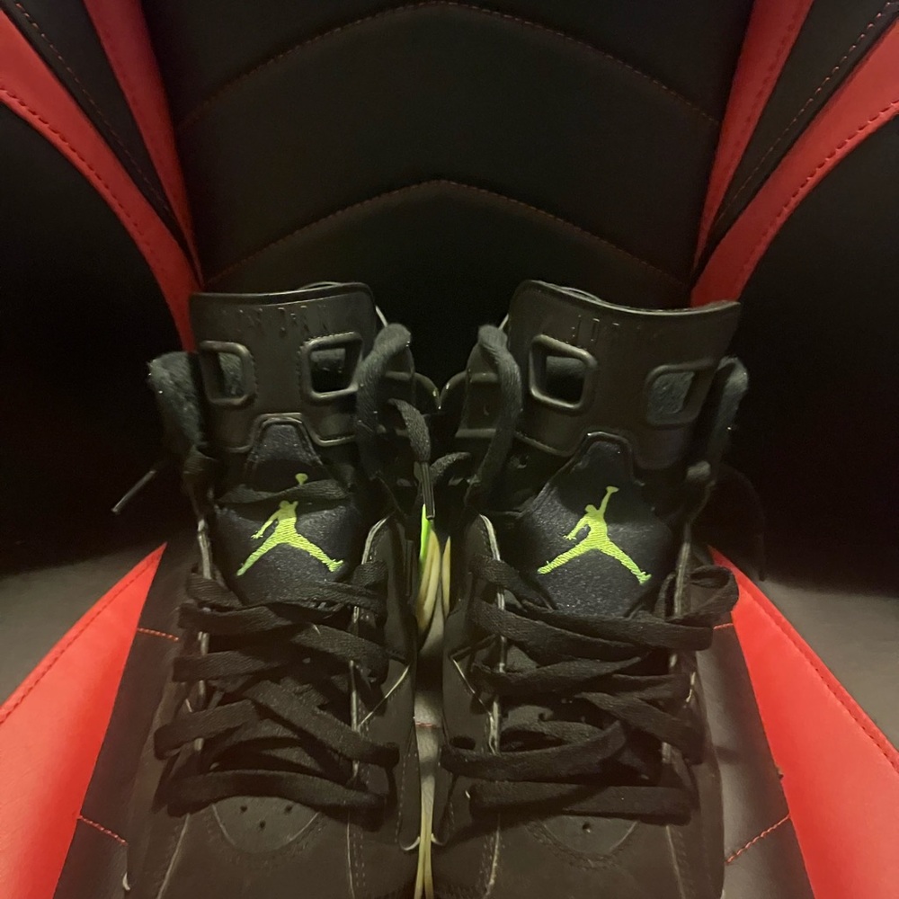 Black and Green Jordan 6 Electric Green